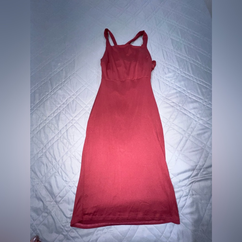 Burnt Orange Back Crisscross Dress